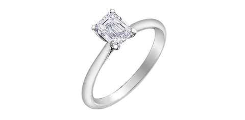 18k Emerald Cut Canadian Diamond Solitaire Engagement Ring