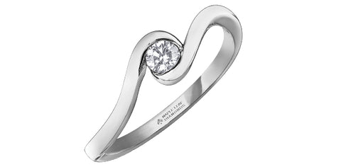 14k Diamond Solitaire Wave Engagement Ring