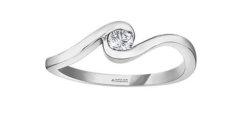 14k Diamond Solitaire Wave Engagement Ring