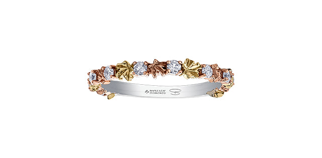 14k/18k Canadian Gold Diamond Maple Leaf Band