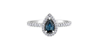 10k White Gold Sapphire & Diamond Halo Pear Shape Ring | 0.26ct | Whistler Keepsake