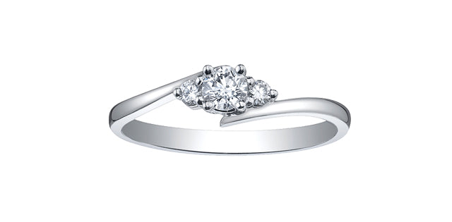 10k White Gold Canadian Diamond Three Across Engagement Ring | 0.26cttw | Whistler Bridal