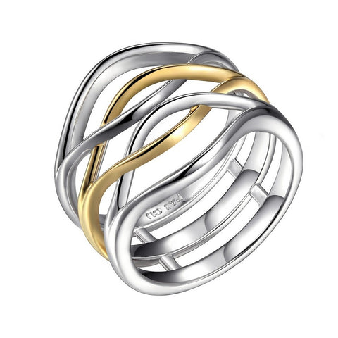 Elle - Sterling Silver Two-Tone "Wave" Ring
