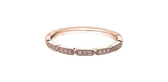10k Rose Gold Diamond Antique Milgrain Stacker Ring | 0.08ct | Whistler Keepsake