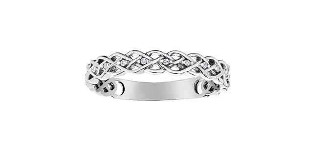 10k White Gold Diamond Celtic Oval Stacker Ring | Large | Whistler Keepsake