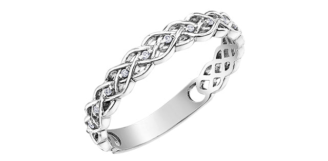 10k White Gold Diamond Celtic Oval Stacker Ring | Large | Whistler Keepsake