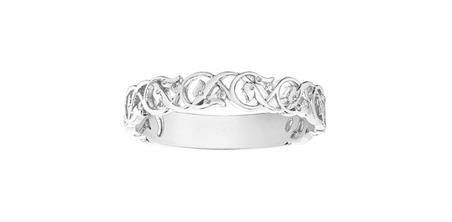 10k White Gold Diamond Celtic Oval Stacker Ring | Small | Whistler Keepsake
