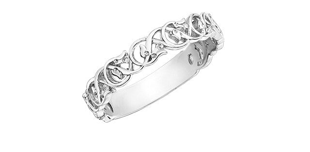 10k White Gold Diamond Celtic Oval Stacker Ring | Small | Whistler Keepsake