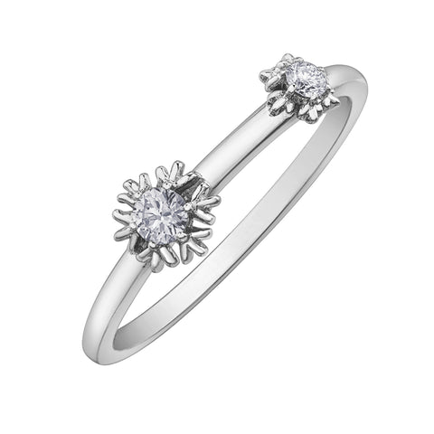 14k Gold Diamond Double Snowflake Stacker Ring