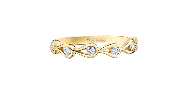 14k Yellow Gold Canadian Diamond Raindrop Stacker Ring | Whistler Keepsake