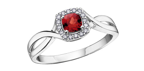 10k Birthstone and Diamond Halo Ring Avalable in All Birthstones