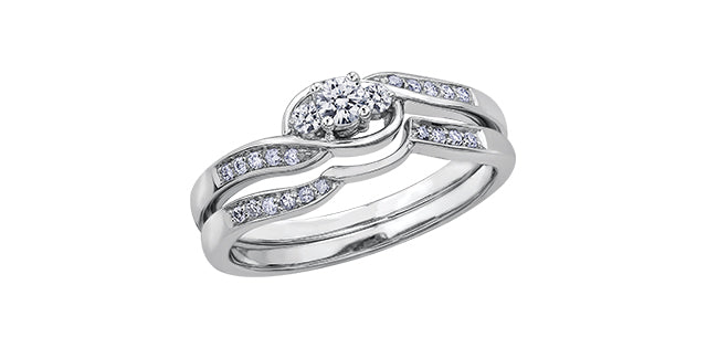 10k White Gold Canadian Diamond Delicate 3 Across Engagement Ring | 0.20cttw | Whistler Bridal