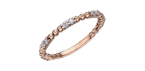 10k Diamond Beaded Stacker Ring