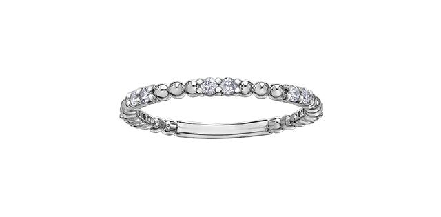 10k White Gold Diamond Antique Beaded Stacker Ring | 0.20ct | Whistler Keepsake
