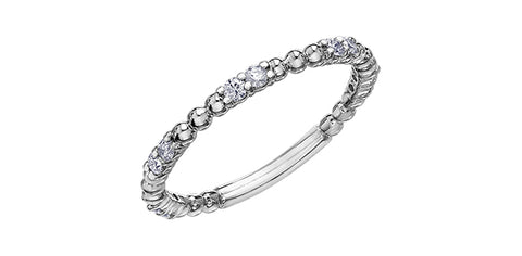 10k Diamond Beaded Stacker Ring