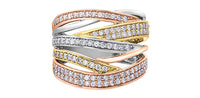 14k Tri-Colour Canadian Gold Diamond Multi-Wave Dinner Ring | 1.00ct | Whistler Statement Ring