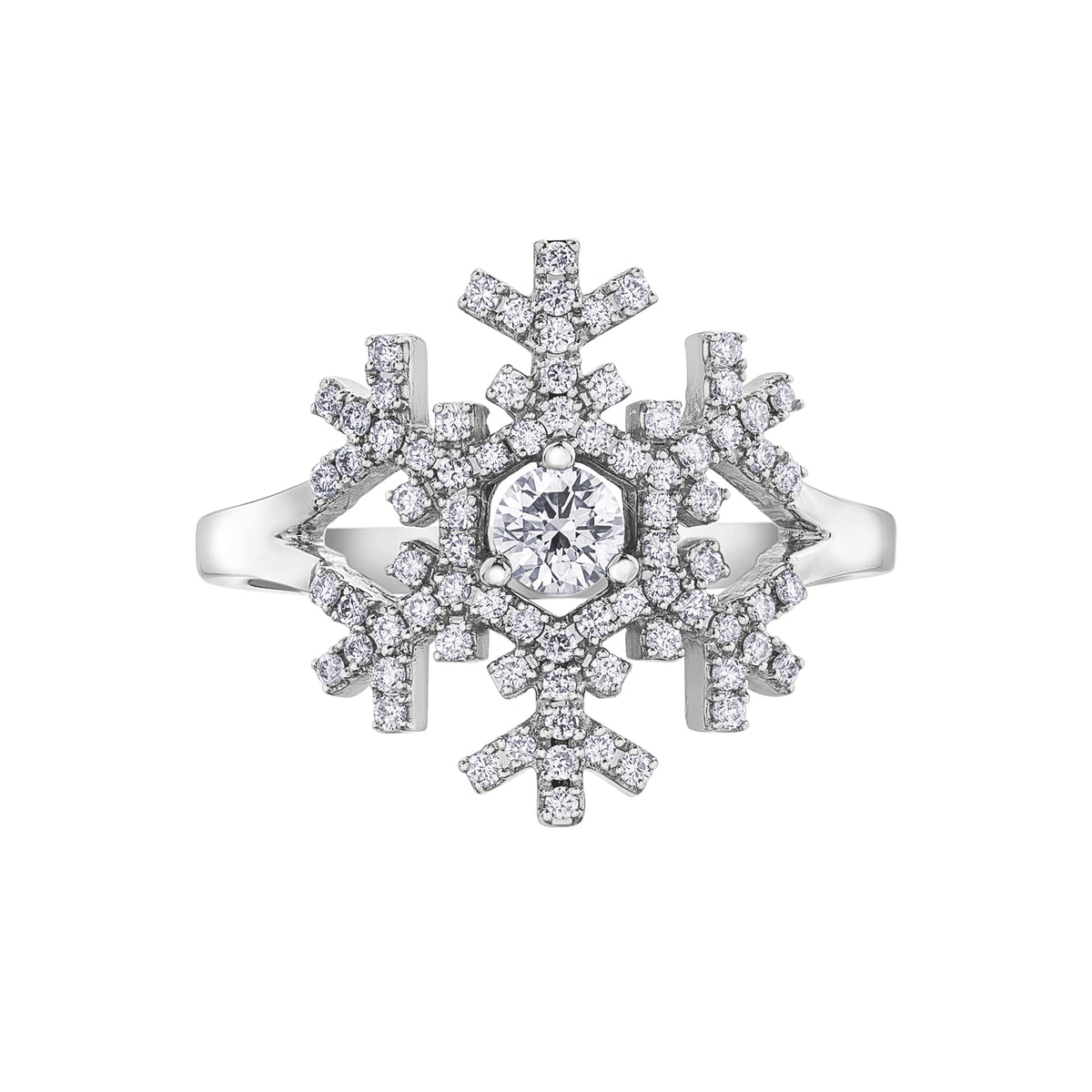 14k White Gold Canadian Diamond Snowflake Ring | 0.50cttw | Whistler Winter Statement Ring