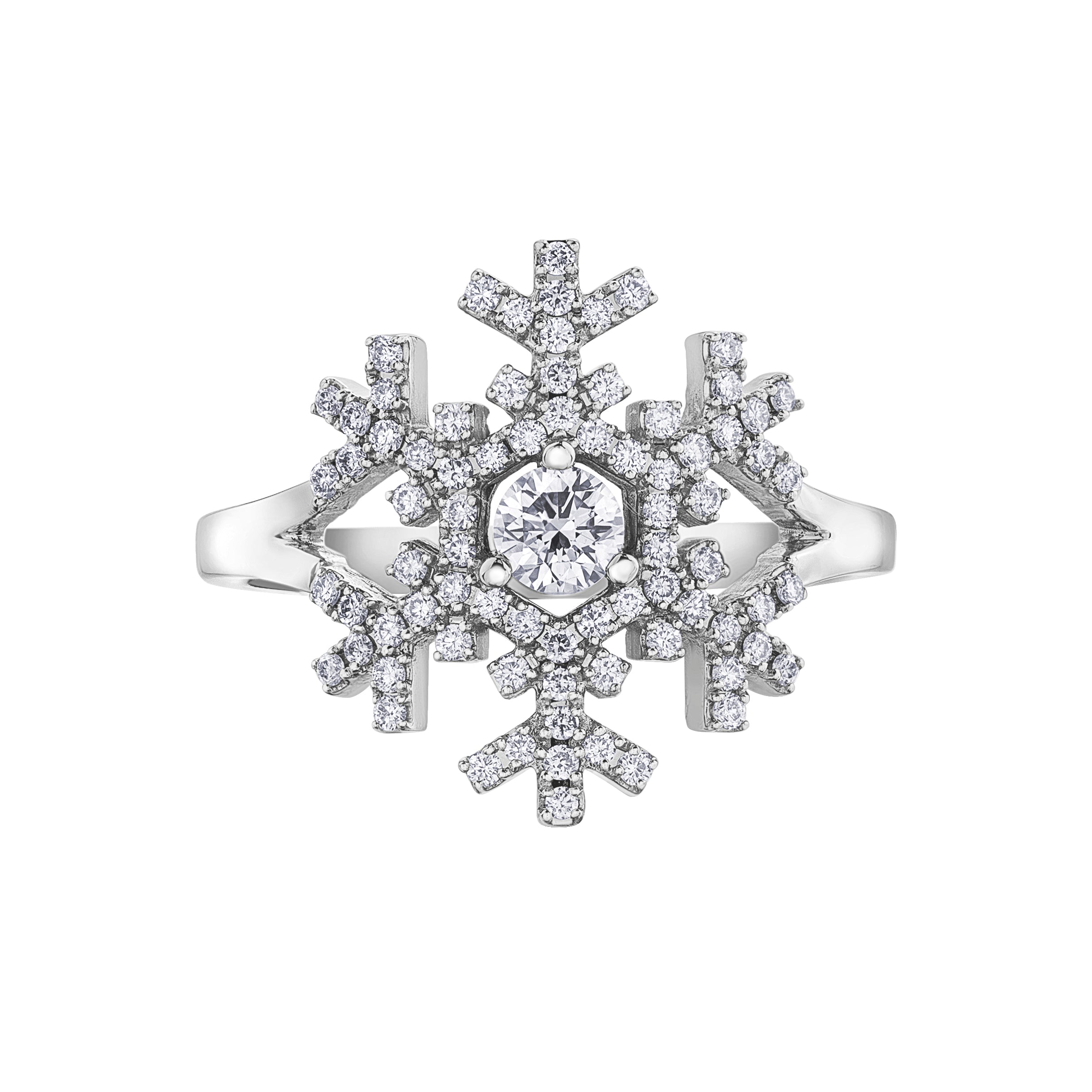 14k White Gold Canadian Diamond Snowflake Ring | 0.50cttw | Whistler Winter Statement Ring