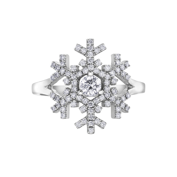 14k White Gold Canadian Diamond Snowflake Ring | 0.50cttw | Whistler Winter Statement Ring