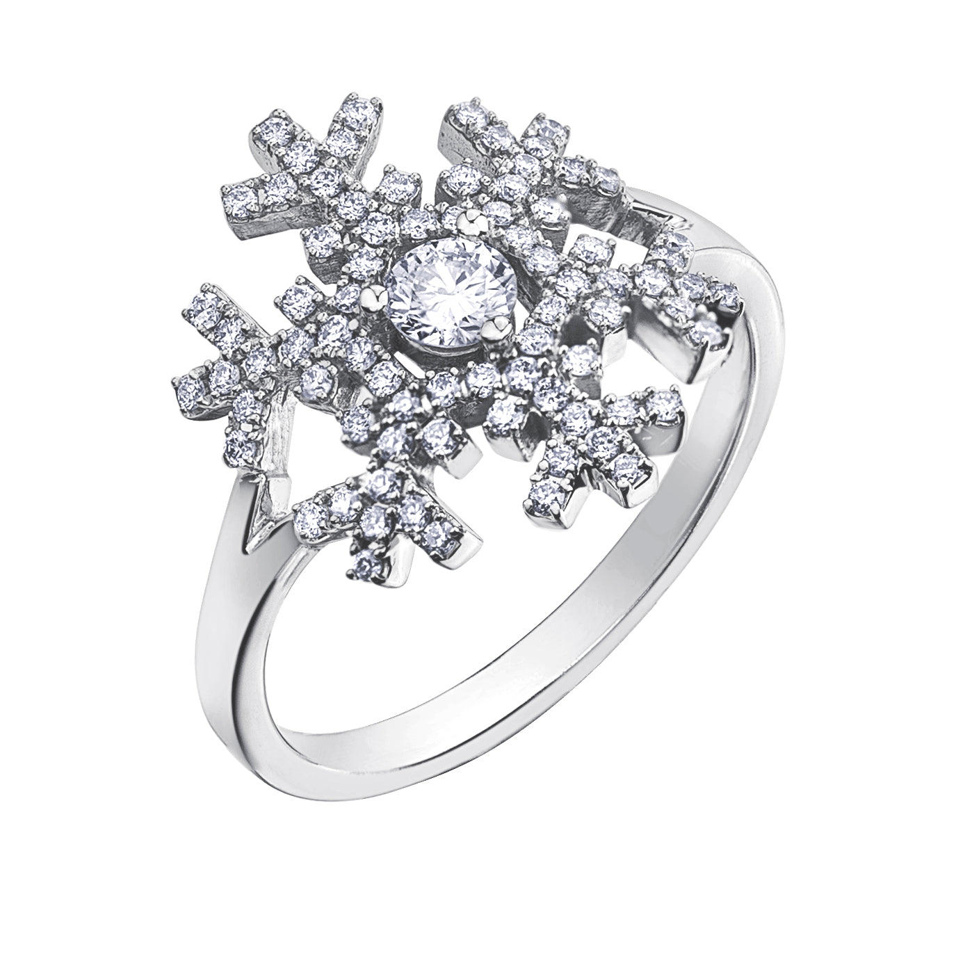 14k White Gold Canadian Diamond Snowflake Ring | 0.50cttw | Whistler Winter Statement Ring