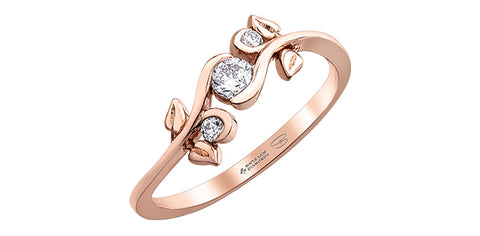 14k Gold Canadian Diamond Entwined Leaf Ring