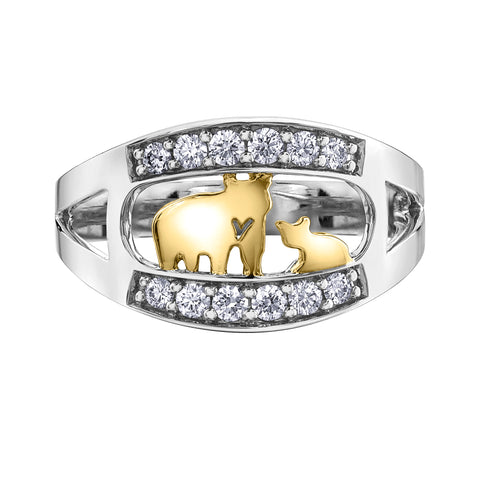14k Gold Jeanie Bear Canadian Diamond Ring