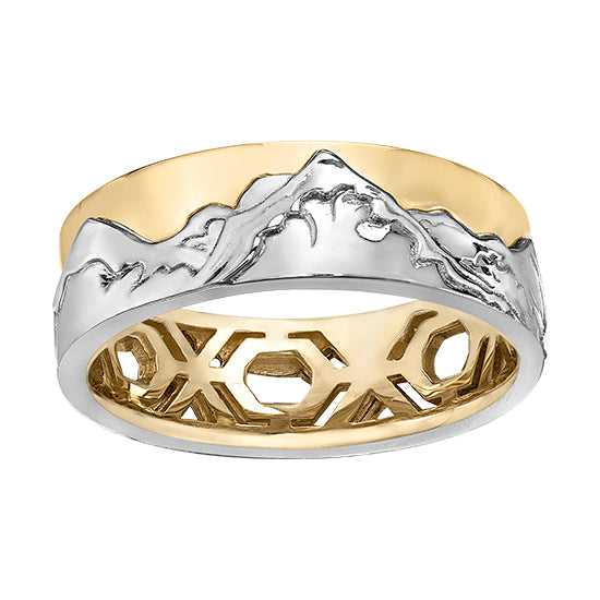 14k Canadian Gold Whistler Mountain Scene Band Ring | Unisex | Custom Order