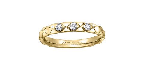 14k Gold Diamond Quilted Stacker Ring