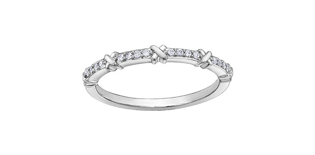 10k White Gold Diamond X & O Stacker Ring | 0.08ct | Whistler Keepsake