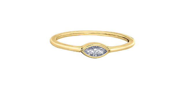 10k Yellow Gold Marquise Diamond Bezel Stacker Ring | 0.10ct | Whistler Keepsake