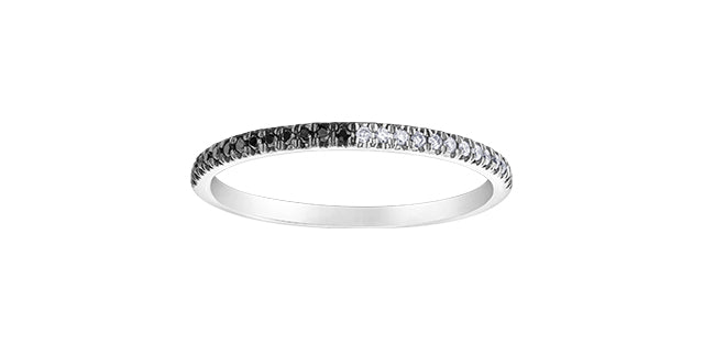 10k White Gold Black & White Diamond Stacker Ring | 0.10ct | Whistler Keepsake