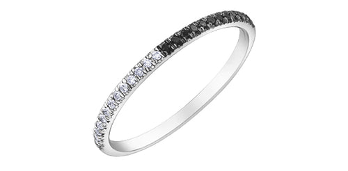 10k White Gold Black & White Diamond Stacker Ring | 0.10ct | Whistler Keepsake