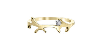 10k Yellow Gold Canadian Diamond Antler Stacker Ring | Whistler Wildlife Keepsake