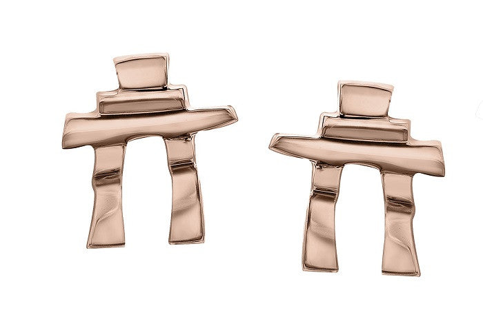 14k Gold Inukshuk Stud Earrings