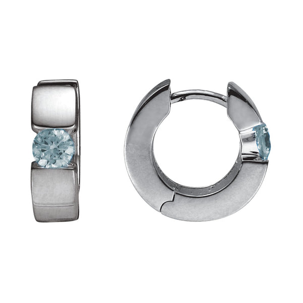 Sterling Silver Aquamarine Huggie Earrings | Whistler Keepsake