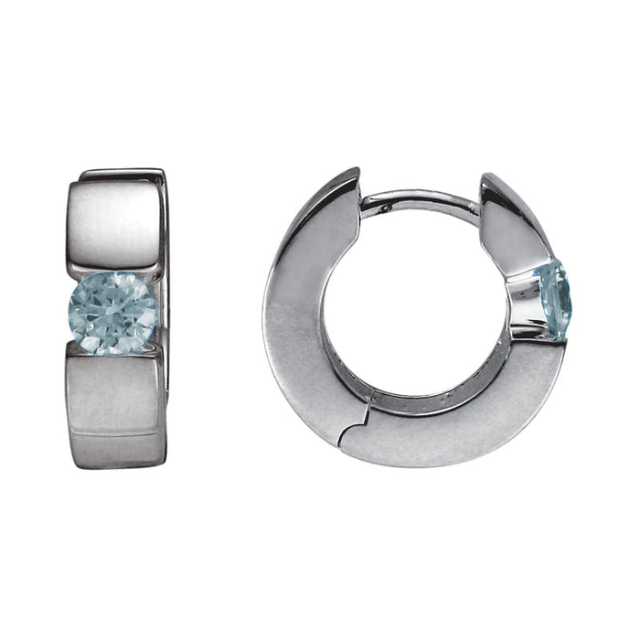 Sterling Silver Aquamarine Huggie Earrings | Whistler Keepsake