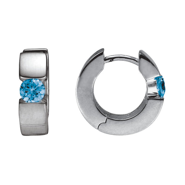 Sterling Silver Blue Topaz Huggie Earrings | Whistler Keepsake
