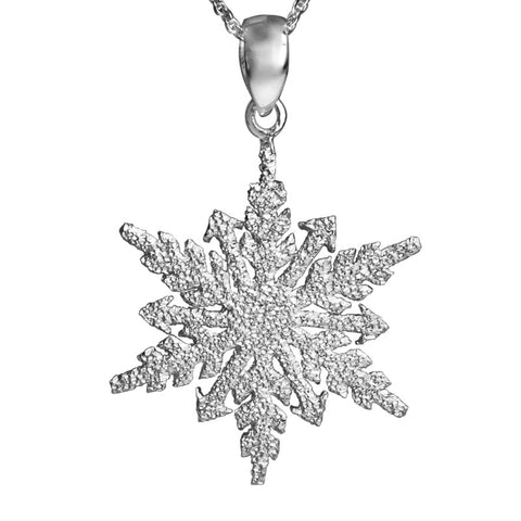 Sterling Silver Textured Snowflake Pendant