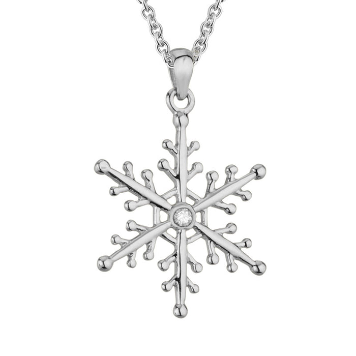 Sterling Silver Diamond Snowflake Pendant | Whistler Winter Keepsake | On 16–18" Chain