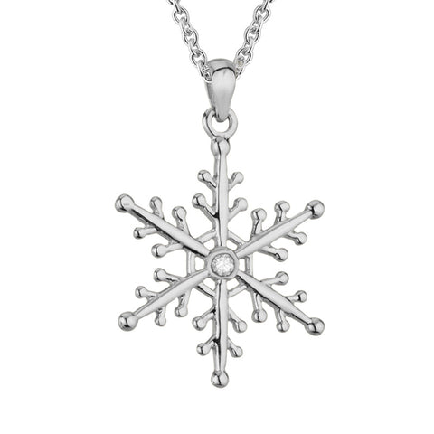 Sterling Silver Diamond Snowflake Pendant