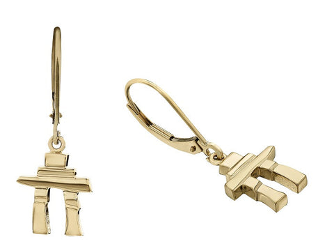 14k Gold Inukshuk Euroback Earrings