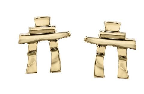 14k Gold Inukshuk Stud Earrings