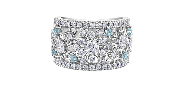 14k White Gold Canadian Diamond Snowflake Dinner Ring | 1.67cttw | Luxury Whistler Statement Ring