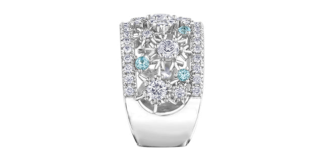 14k White Gold Canadian Diamond Snowflake Dinner Ring | 1.67cttw | Luxury Whistler Statement Ring