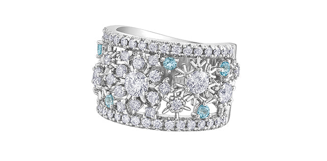 14k White Gold Canadian Diamond Snowflake Dinner Ring | 1.67cttw | Luxury Whistler Statement Ring
