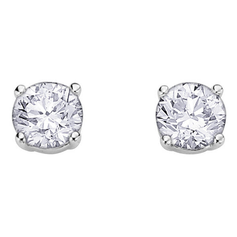 14k White Gold Canadian Diamond Solitaire Stud Earrings