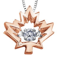 10k Canadian Gold Diamond Dancing Maple Leaf Pendant