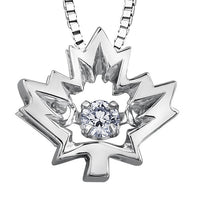 10k Canadian Gold Diamond Dancing Maple Leaf Pendant