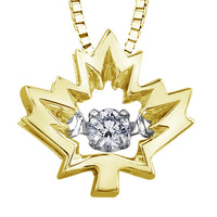 10k Canadian Gold Diamond Dancing Maple Leaf Pendant
