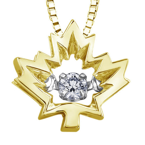 10k Canadian Diamond Maple Leaf 'Northern Dancer' Pendant